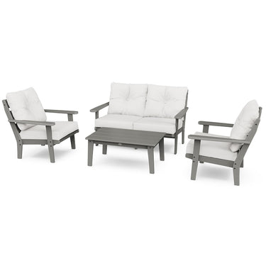 POLYWOOD Lakeside 4-Piece Deep Seating Set - Slate Grey / Natural Linen